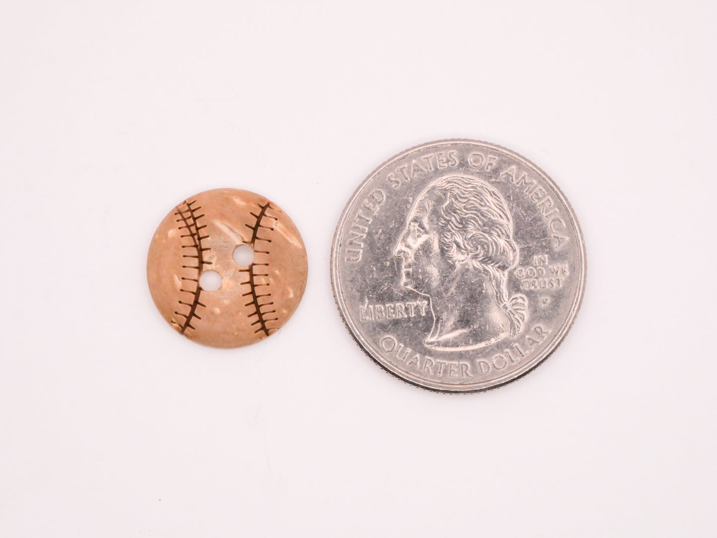 Baseball Laser Cut Stitching Coconut Shell Set of Ten Buttons 15mm