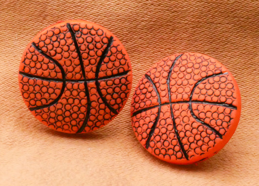 Basketball Realistic Texture Plastic Pair of Buttons 15mm