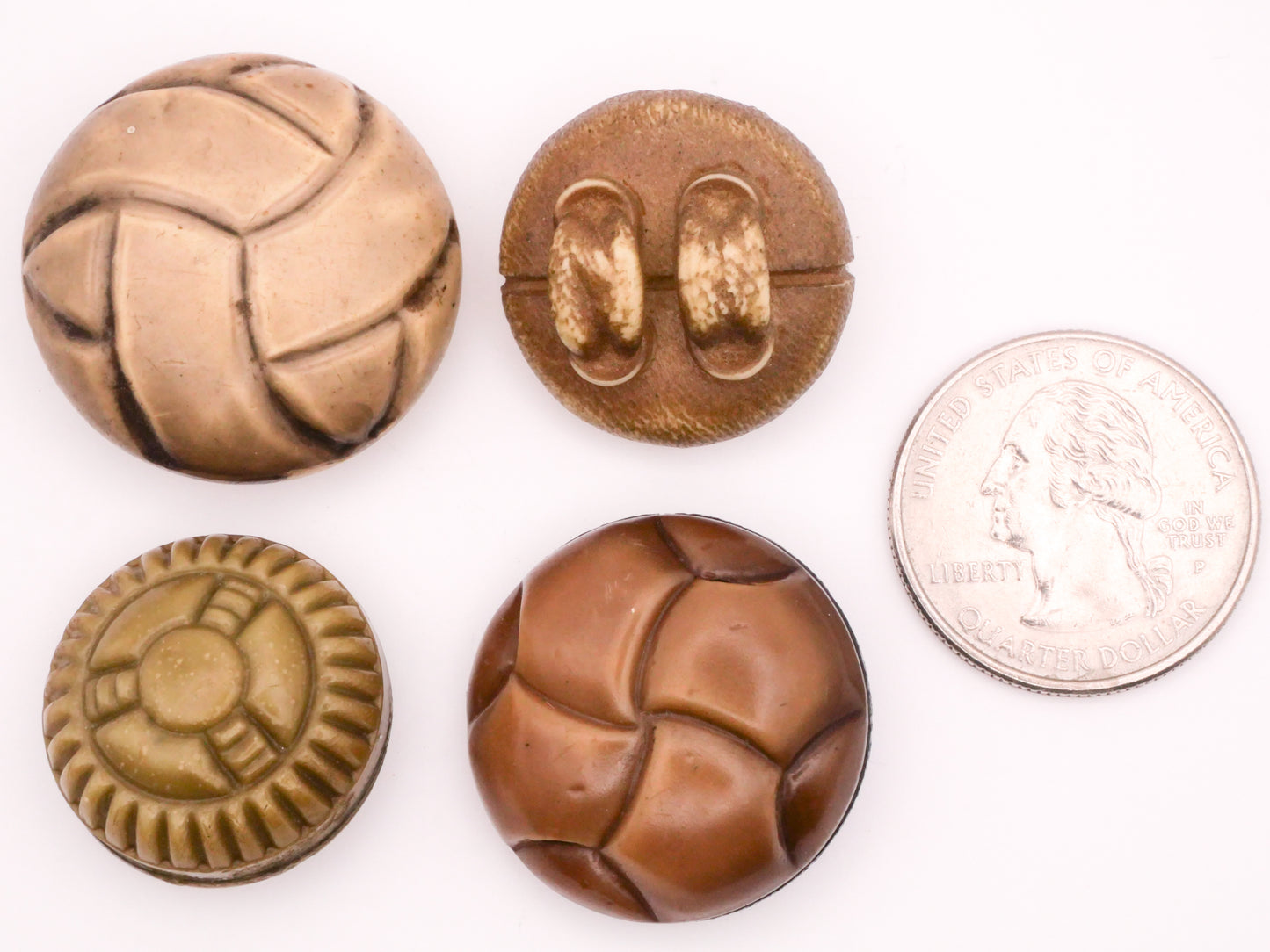 Sports Volleyball Celluloid Early Plastic Button Various 23-28mm