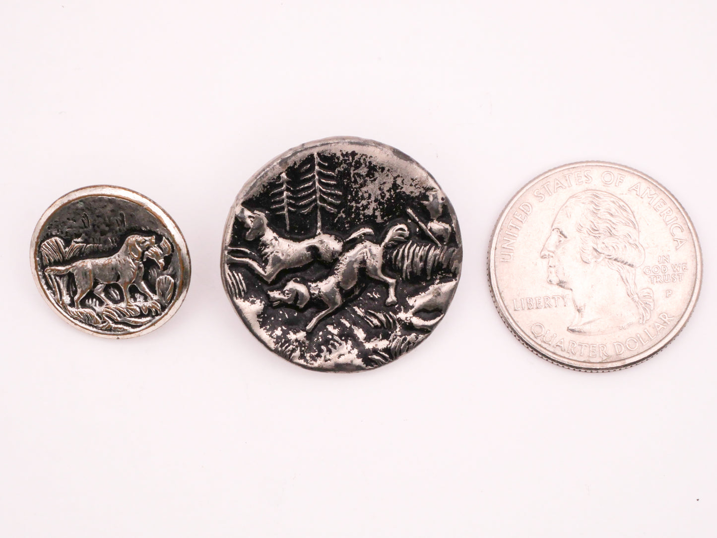 Hunting Dog Antique Silver Metal Button Various 18-26mm