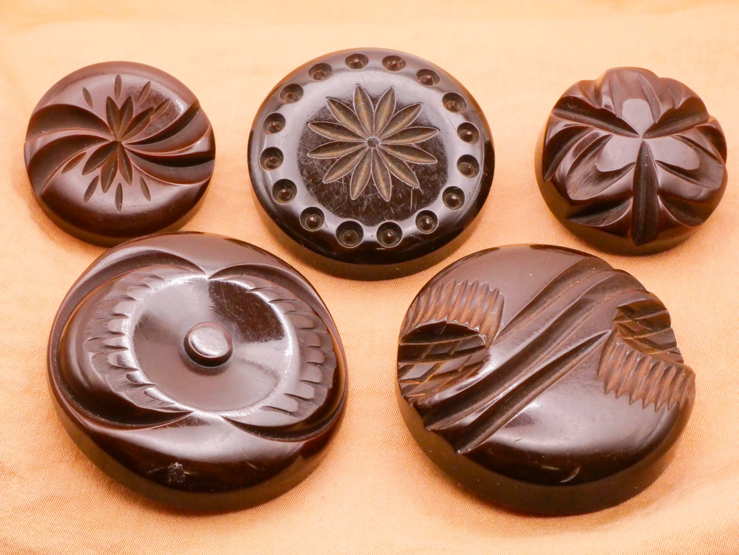 Chocolate Brown Bakelite Early Plastic Button Various 29-40mm