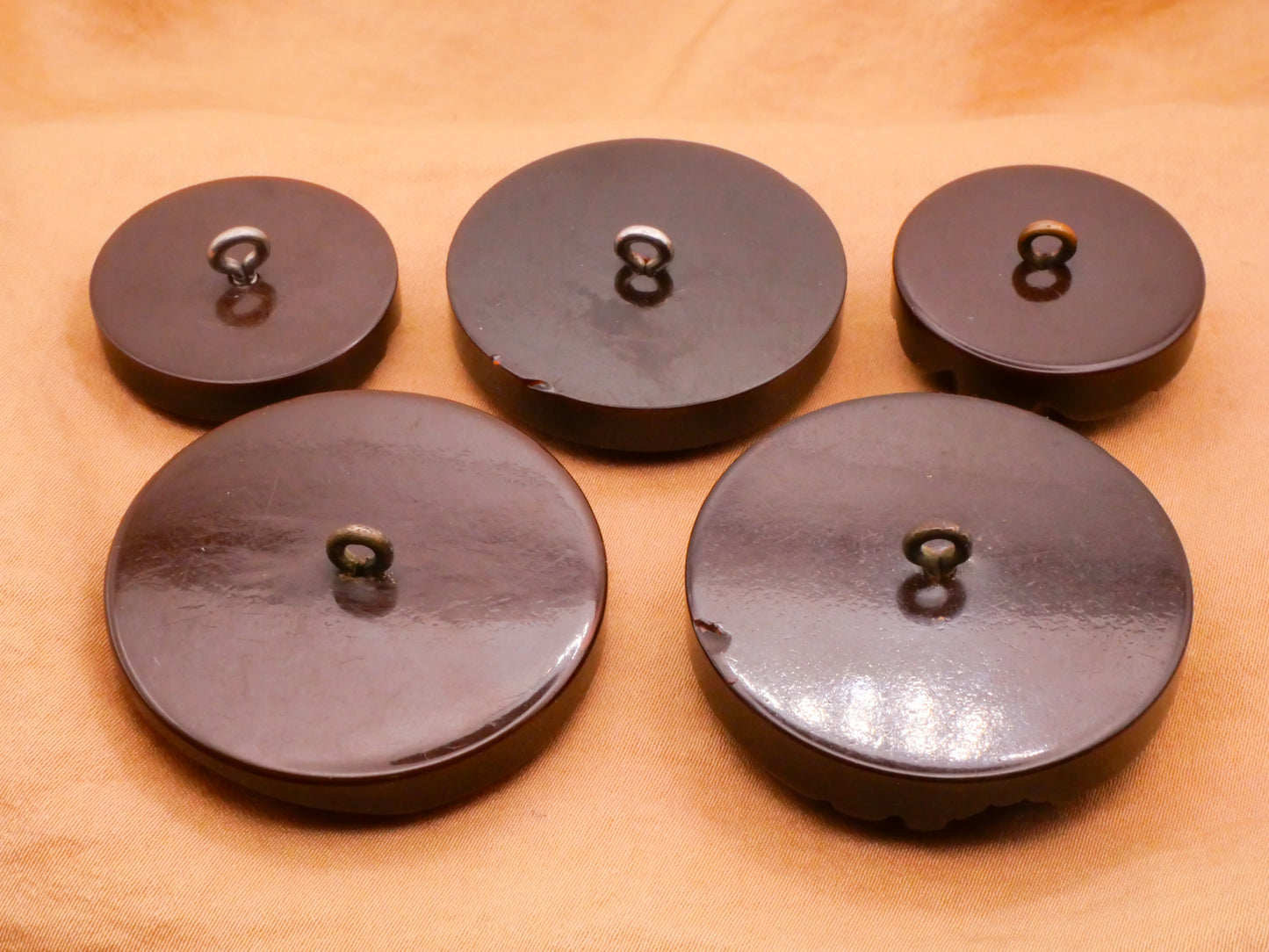 Chocolate Brown Bakelite Early Plastic Button Various 29-40mm