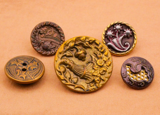 Cornucopia Design Victorian Brass Colored Metal Button Various 13-23mm