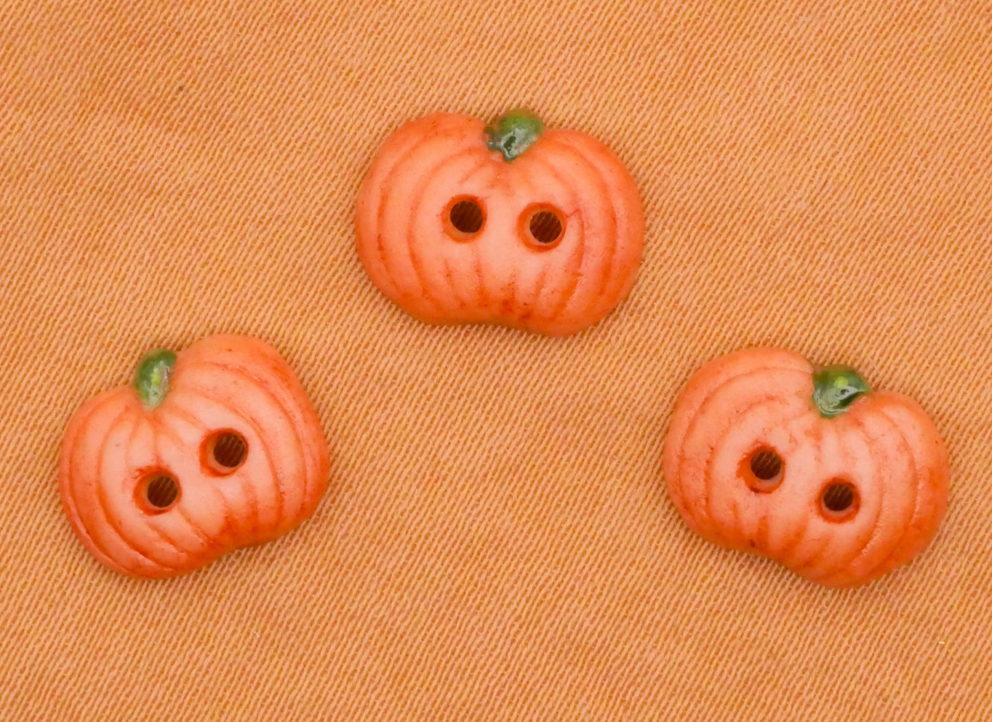 Pumpkin Tiny Hand-Painted Porcelain Ceramic Button 9x11mm