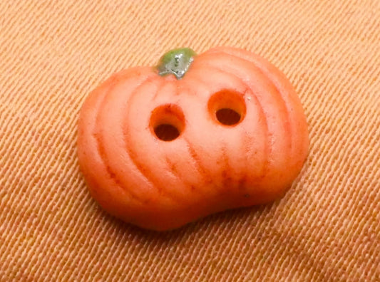 Pumpkin Tiny Hand-Painted Porcelain Ceramic Button 9x11mm