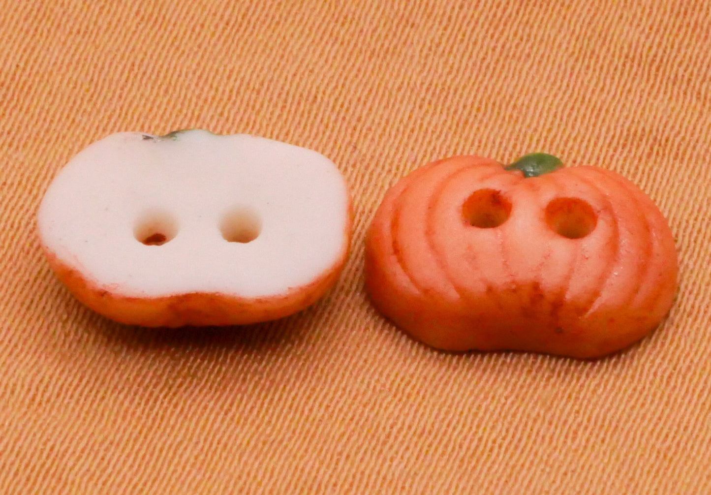 Pumpkin Tiny Hand-Painted Porcelain Ceramic Button 9x11mm