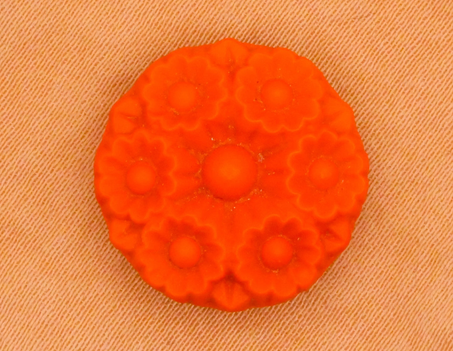 Flower Matte Burnt Orange Vintage Glass Pair of Buttons 16mm