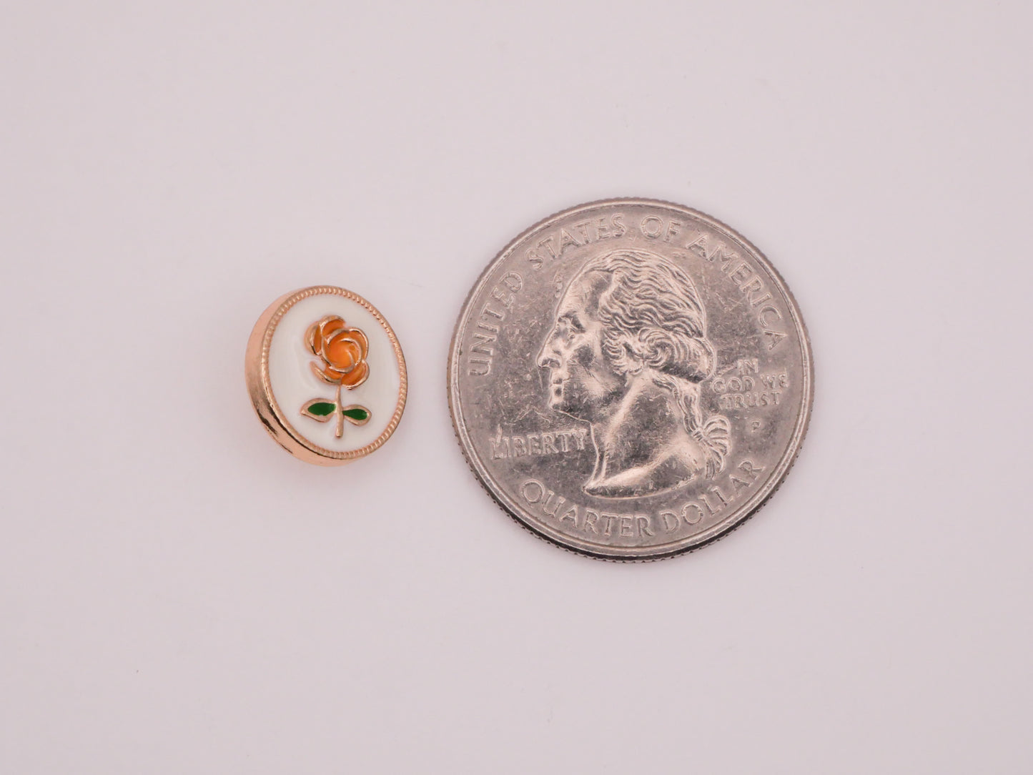 Rose Red Yellow White Enamel Gold Metal Pair of Buttons Various 12mm