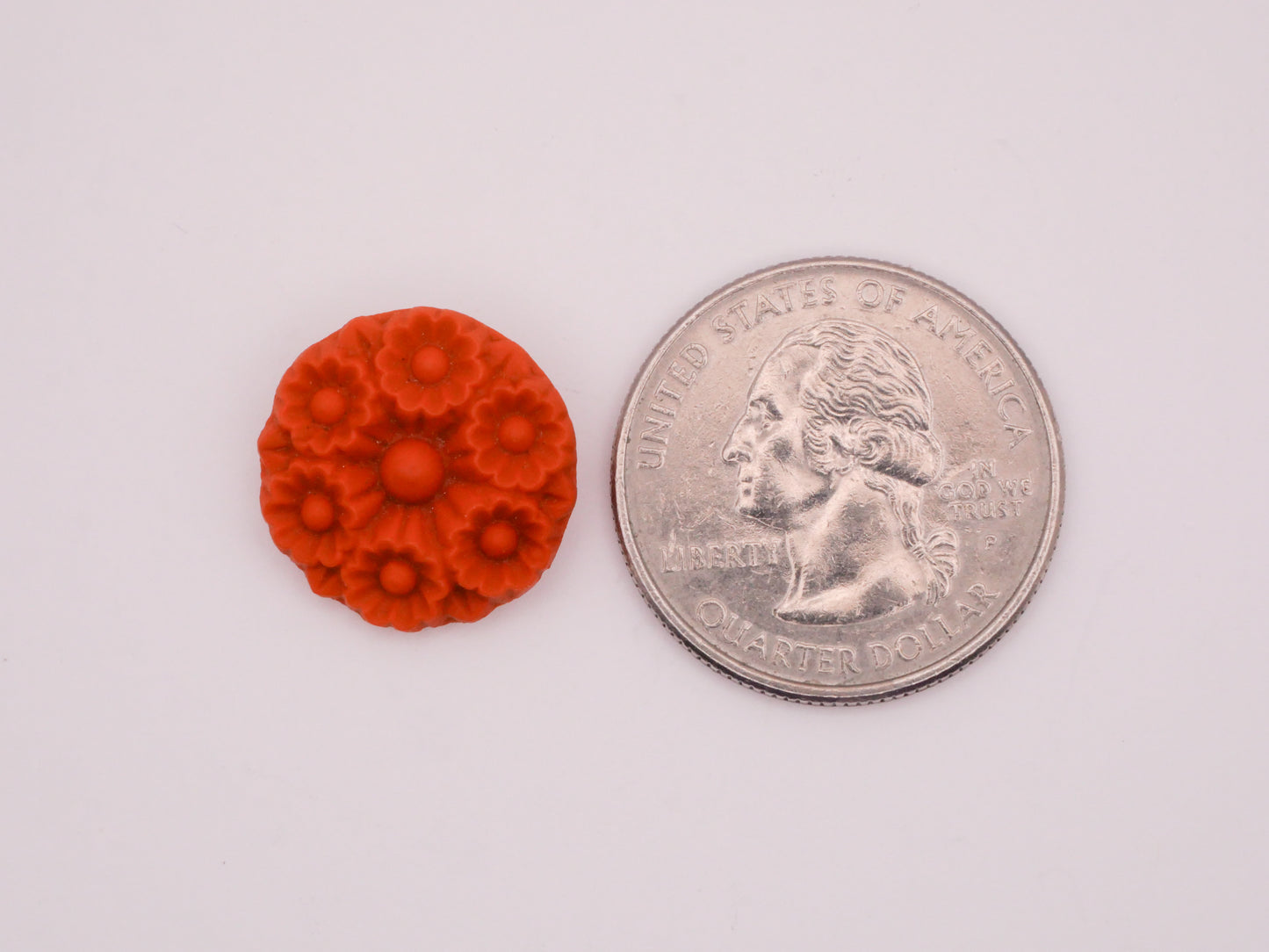 Flower Matte Burnt Orange Vintage Glass Pair of Buttons 16mm