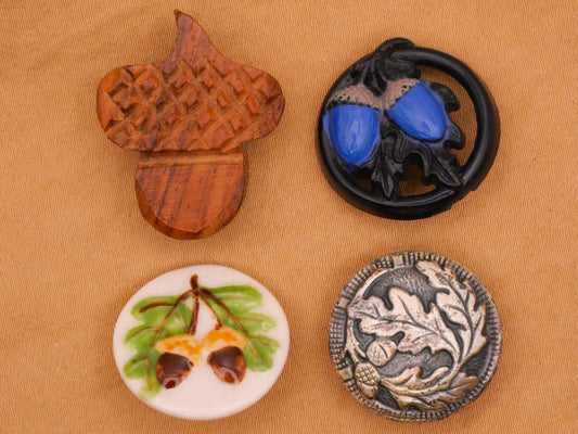 Acorn Wood Plastic Hand-Painted Ceramic Metal Button Various 21-27mm