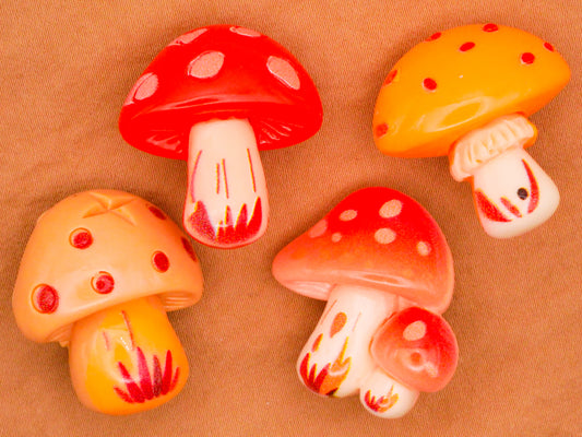 Mushroom Spots Warm Color Plastic Set of Four Buttons 24-28mm