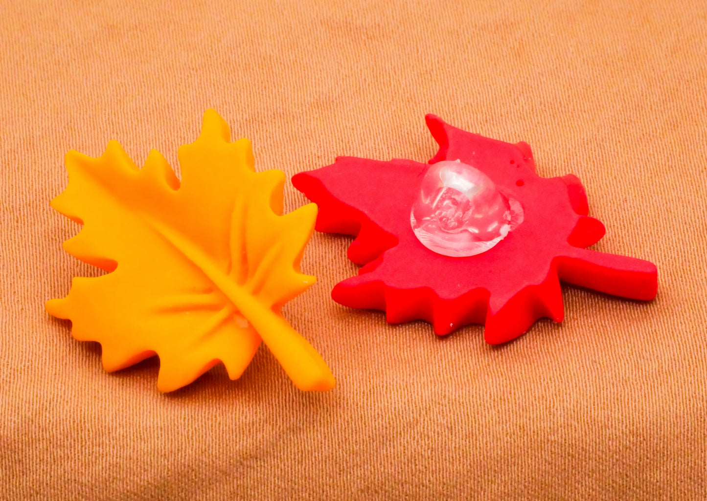 Leaf Leaves Red Yellow Plastic Set of Four Buttons 21x29mm