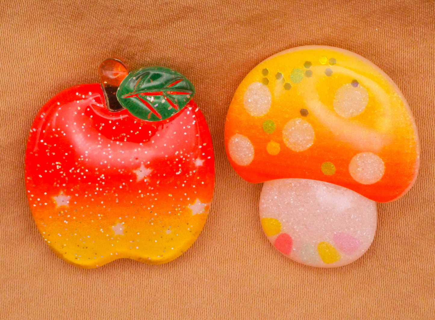 Apple Mushroom Glitter Plastic Button Various 24-30mm