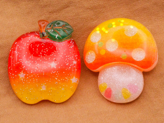 Apple Mushroom Glitter Plastic Button Various 24-30mm