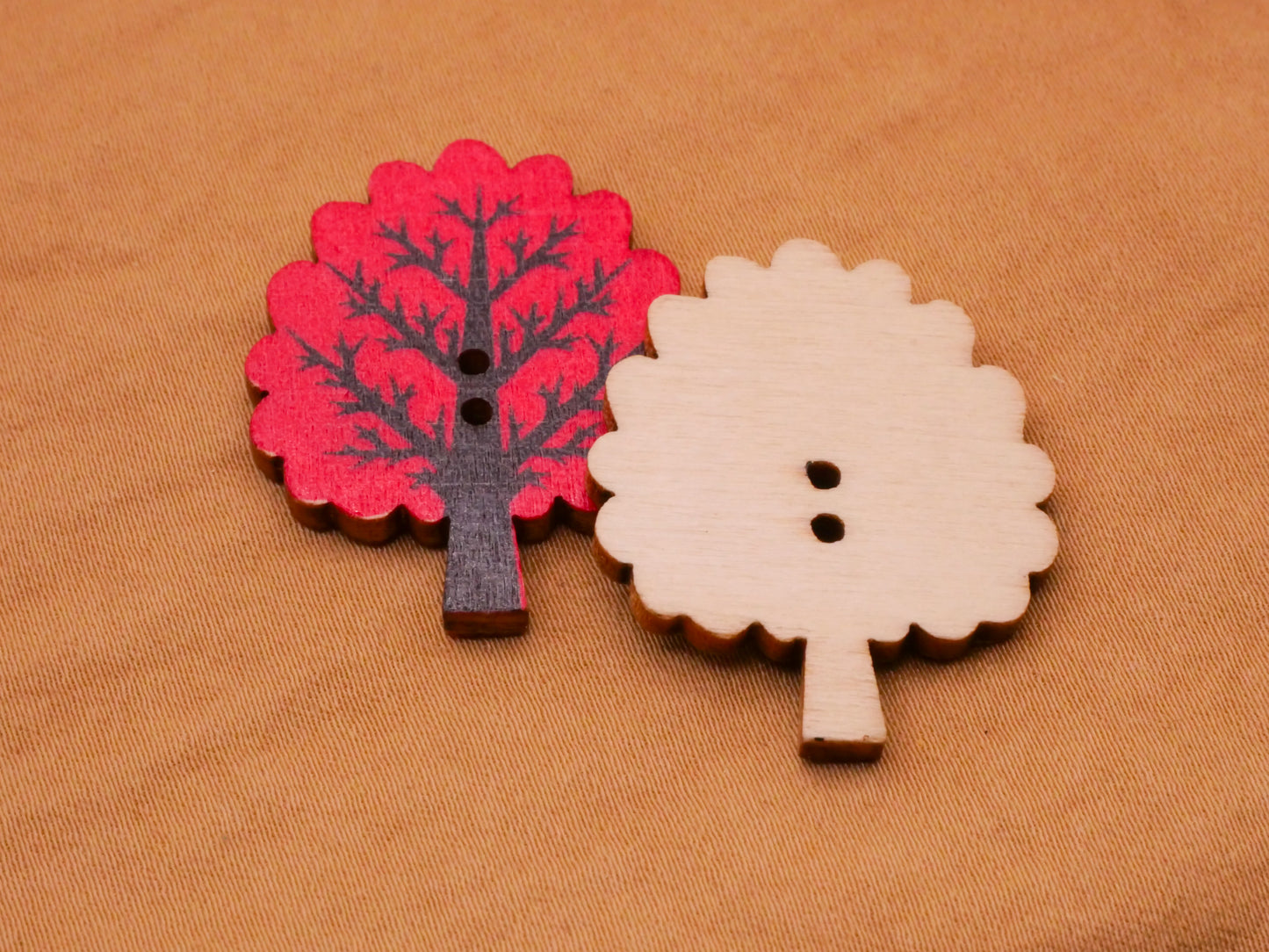 Tree Fall Colors Wood Set of Ten Buttons 24x32mm