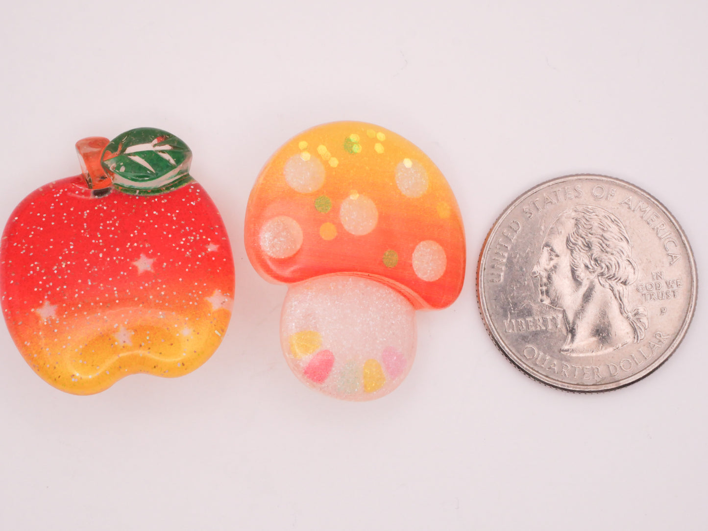 Apple Mushroom Glitter Plastic Button Various 24-30mm