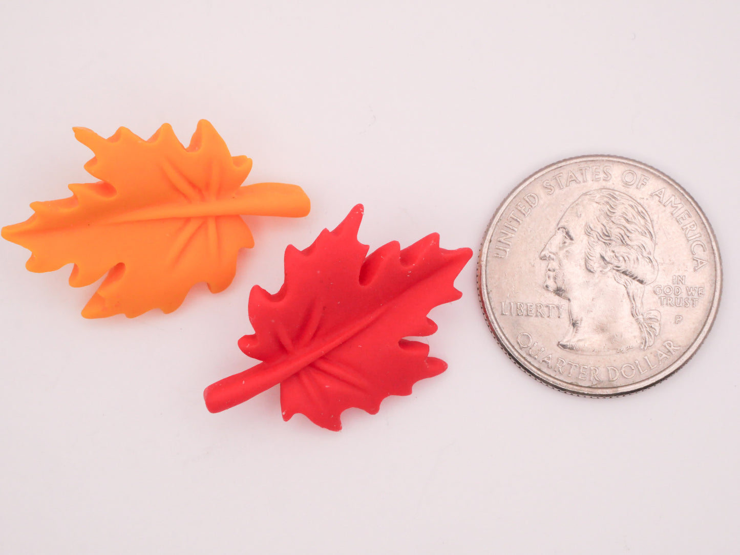 Leaf Leaves Red Yellow Plastic Set of Four Buttons 21x29mm