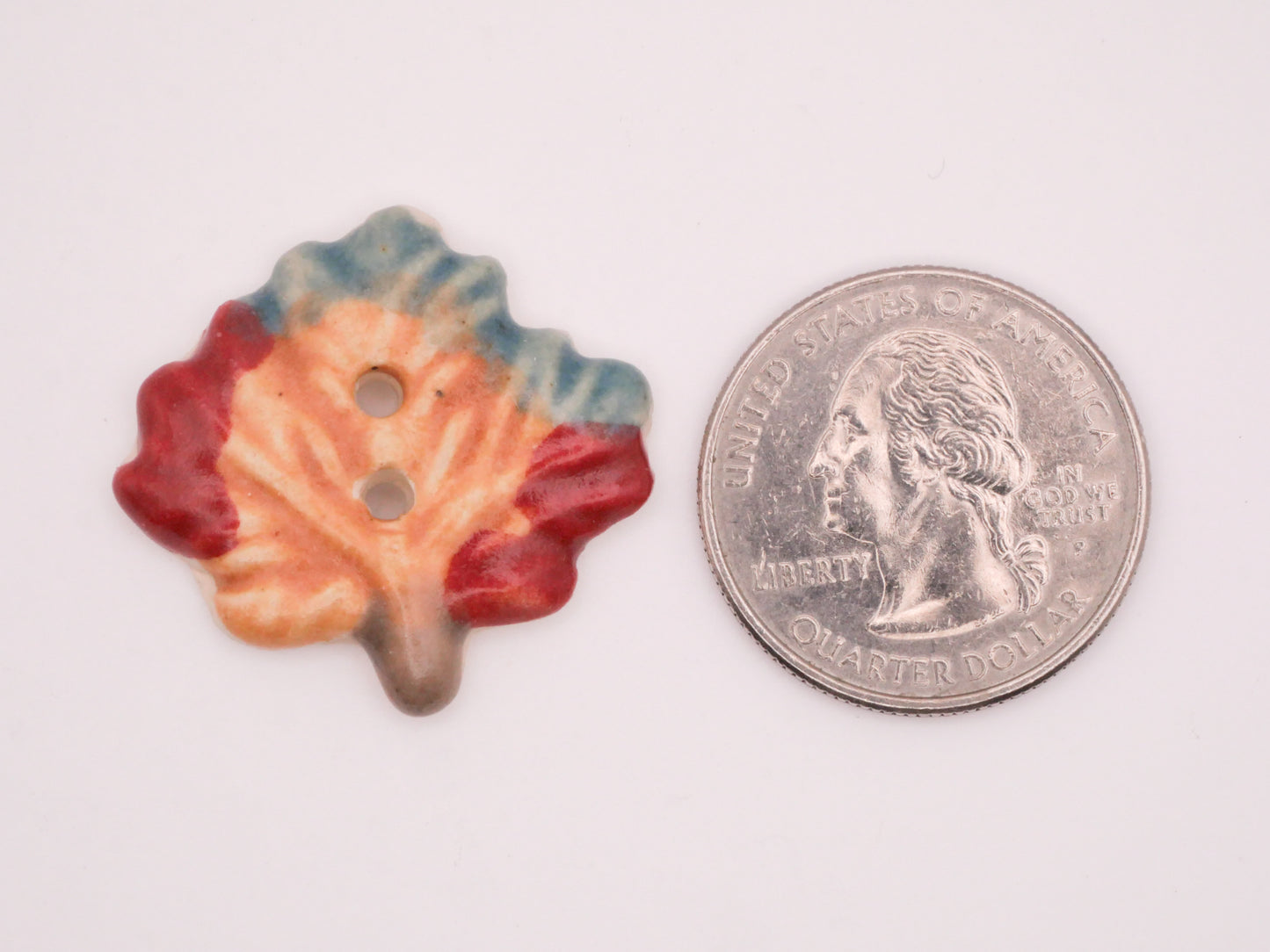 Leaf Tri-Color Hand-Painted Glaze Ceramic Button 27x28mm