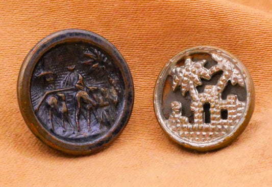 Middle Eastern Scene Camel Palm Trees Victorian Metal Button Various 13-16mm