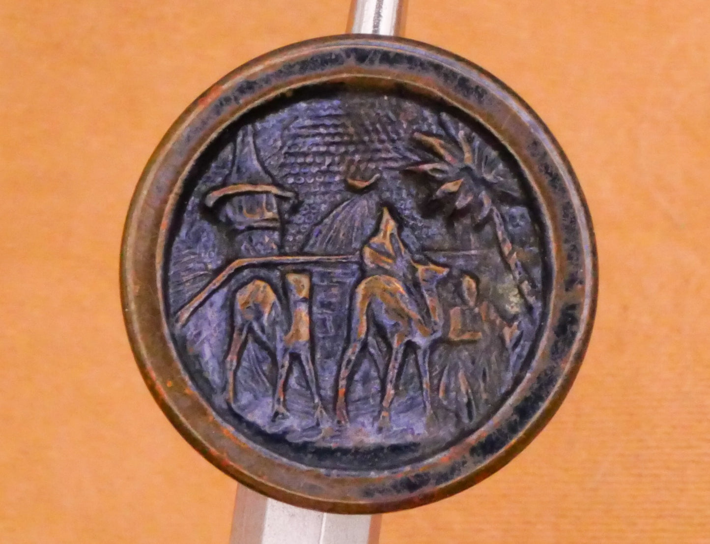 Middle Eastern Scene Camel Palm Trees Victorian Metal Button Various 13-16mm