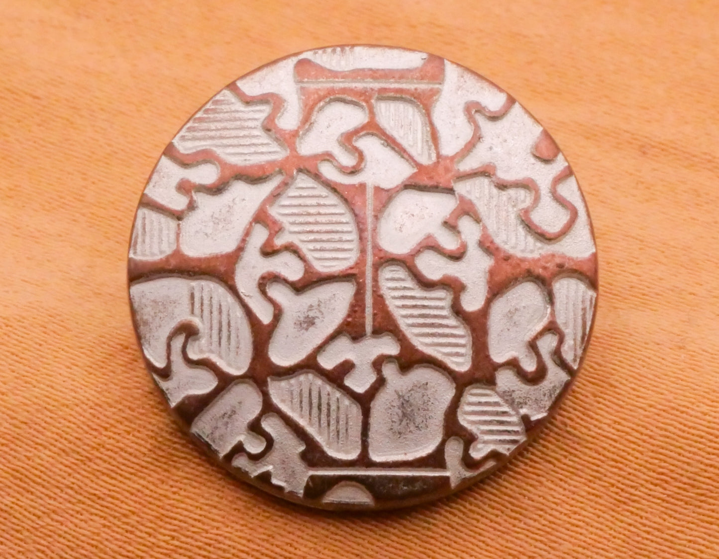 Ironwork Stained Glass Look Copper White Wash Metal Button 20mm