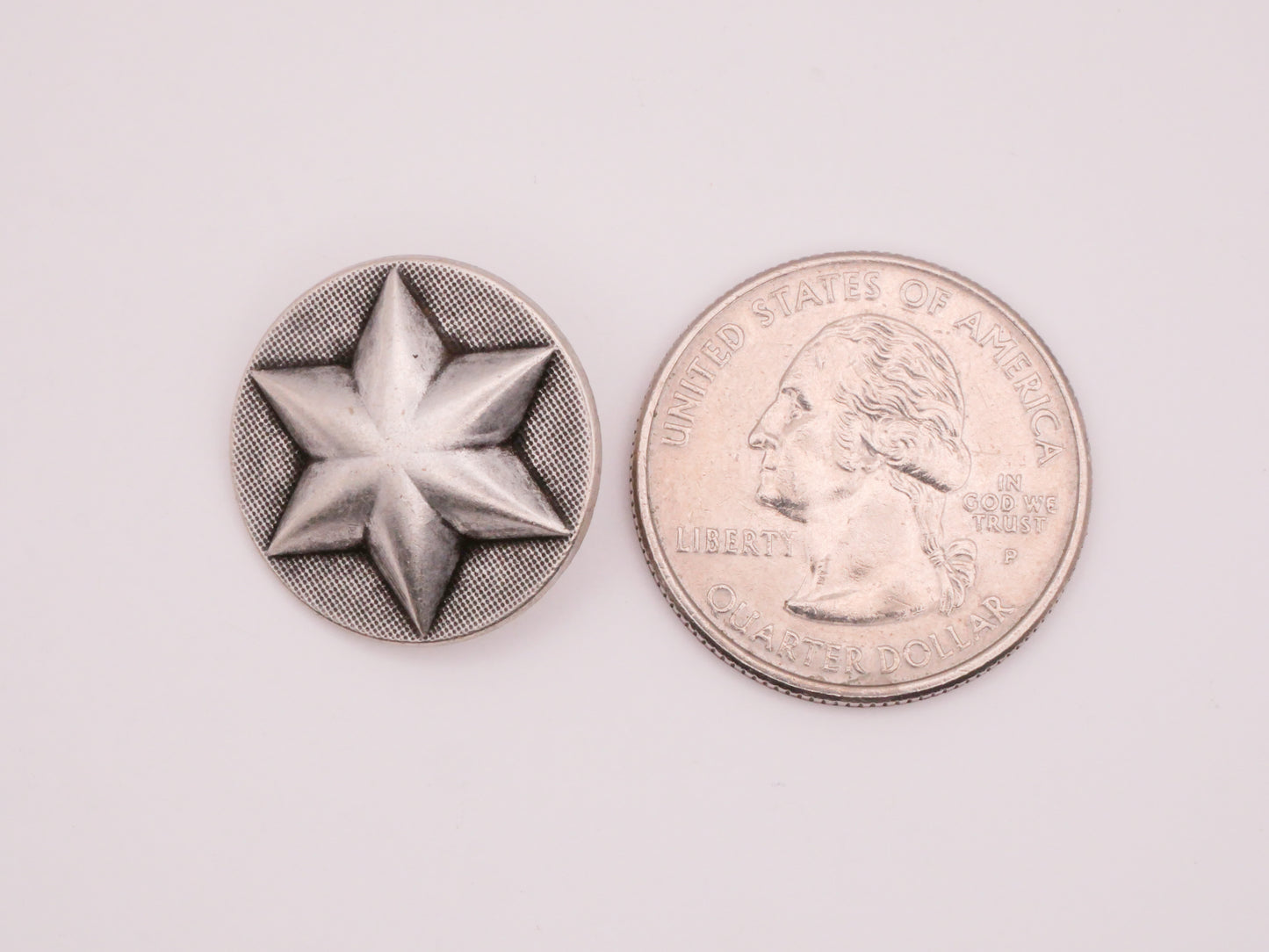 Star Six Point Antiqued Silver Metal Button 20mm