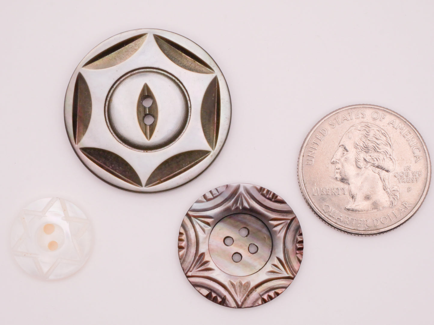 Star Six Point Carved Mother of Pearl Button Various 15-31mm