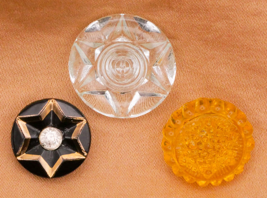 Star Six Point Star of David Glass Button Various 16-19mm