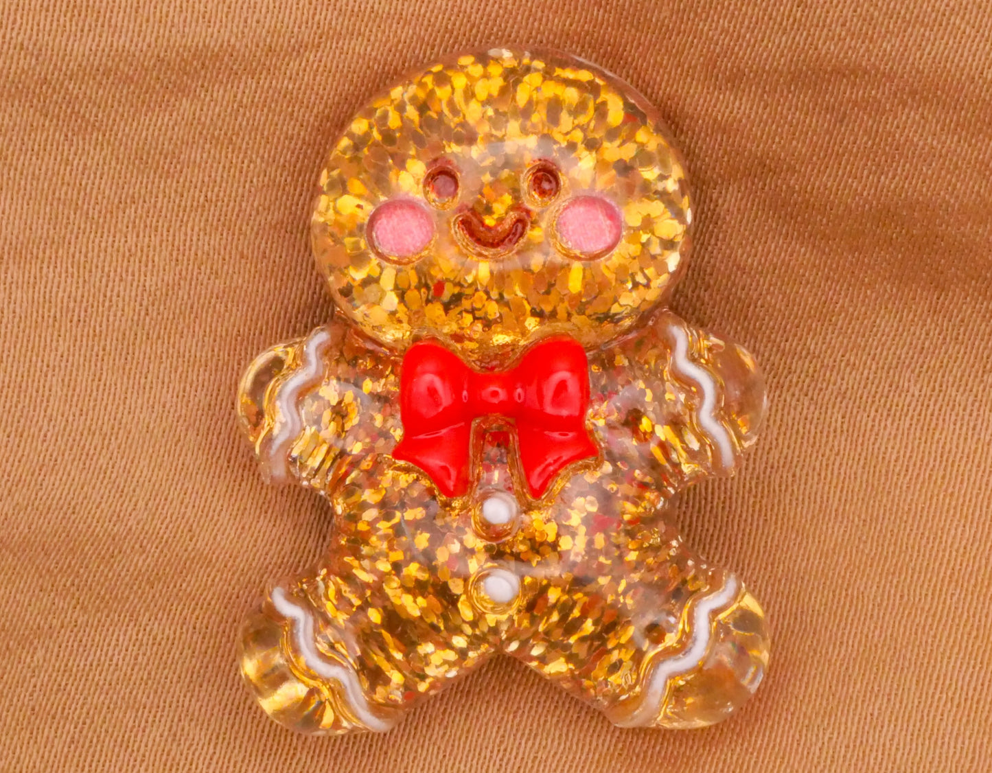 Gingerbread Man Glitter Resin Plastic Pair of Buttons 22x28mm