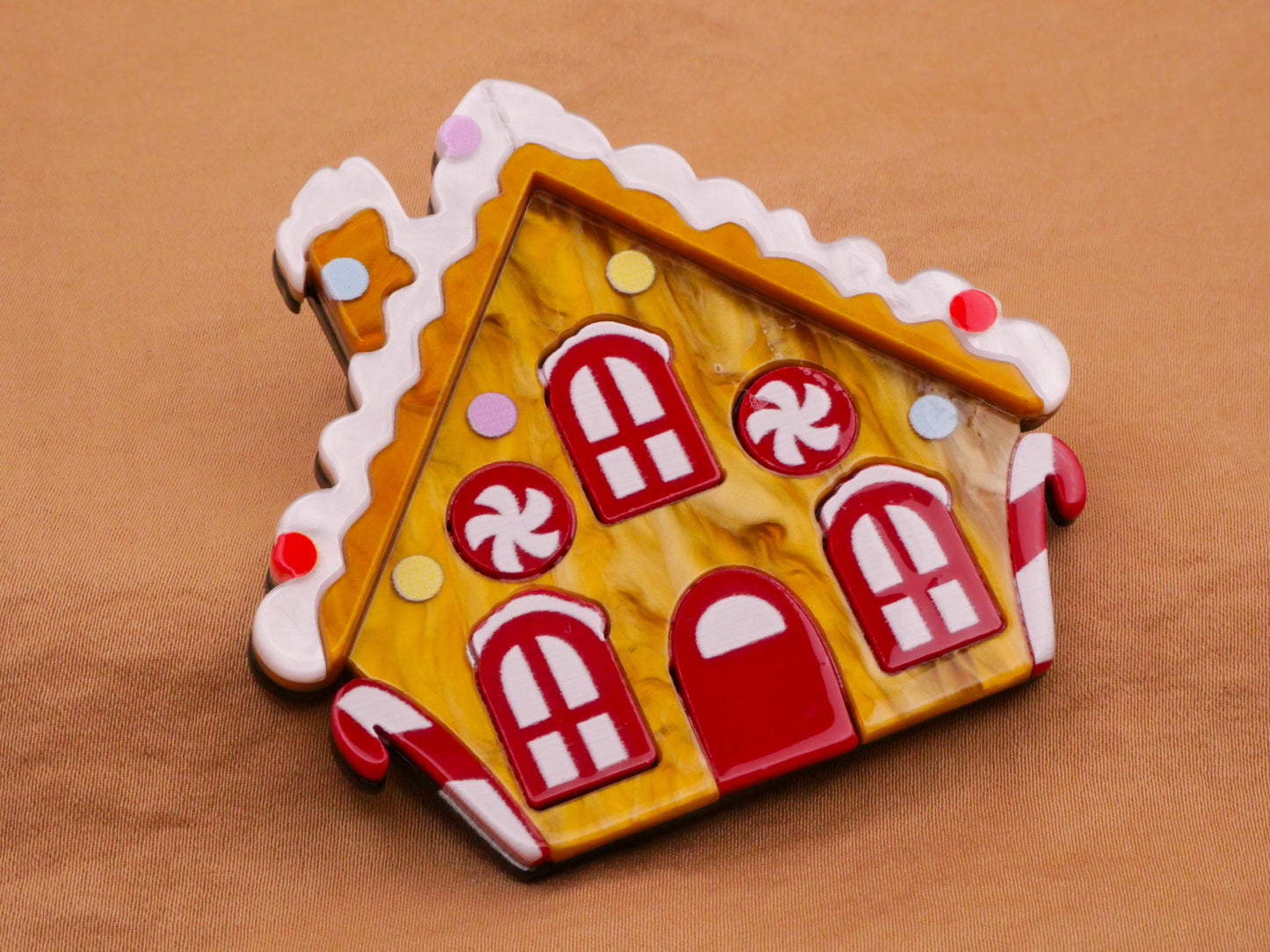 Gingerbread House Snowflake Candy Cane Large Acrylic Plastic Button 60x65mm