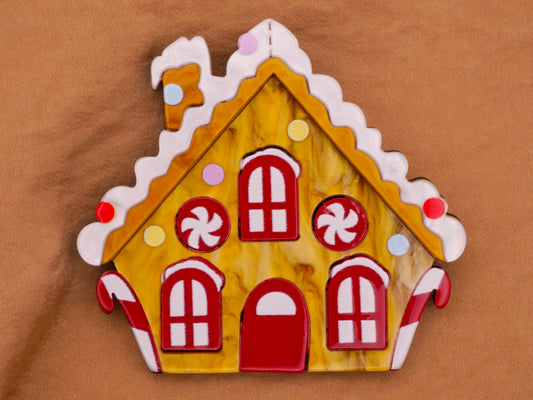 Gingerbread House Snowflake Candy Cane Large Acrylic Plastic Button 60x65mm