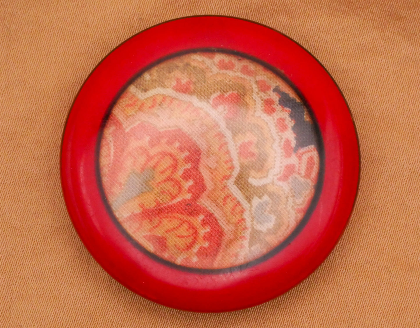 Canvas Pattern Fabric Celluloid Plastic Tight Top Large Button 38mm