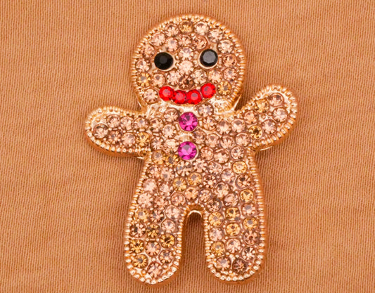 Gingerbread Man Rhinestone Hot Pink Buttons Metal Button 24x31mm