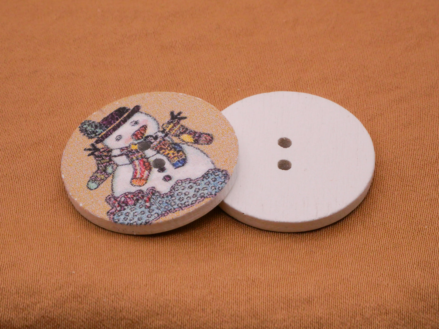 Snowman Reindeer Santa Wood Assorted Set of Ten Buttons 25mm