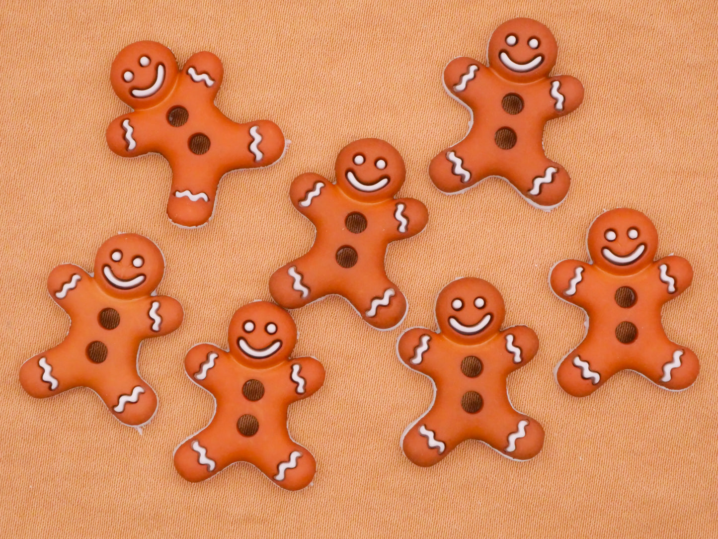 Gingerbread Man Snap Together Plastic Set of Seven Buttons 17x22mm