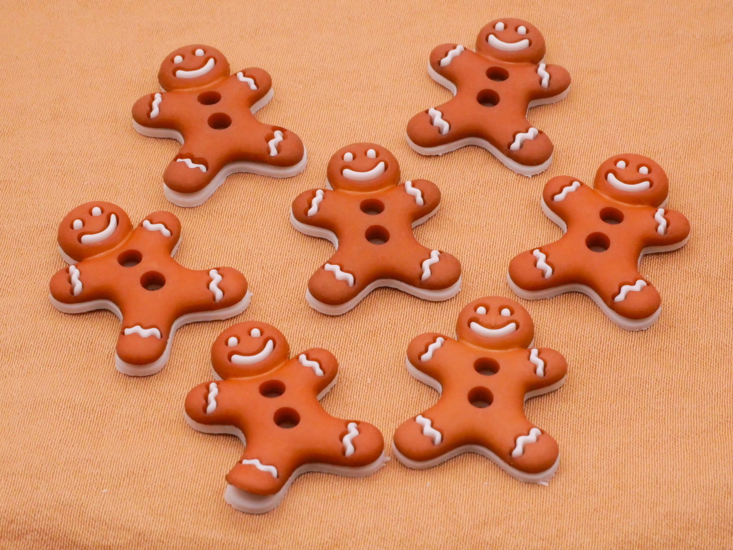 Gingerbread Man Snap Together Plastic Set of Seven Buttons 17x22mm