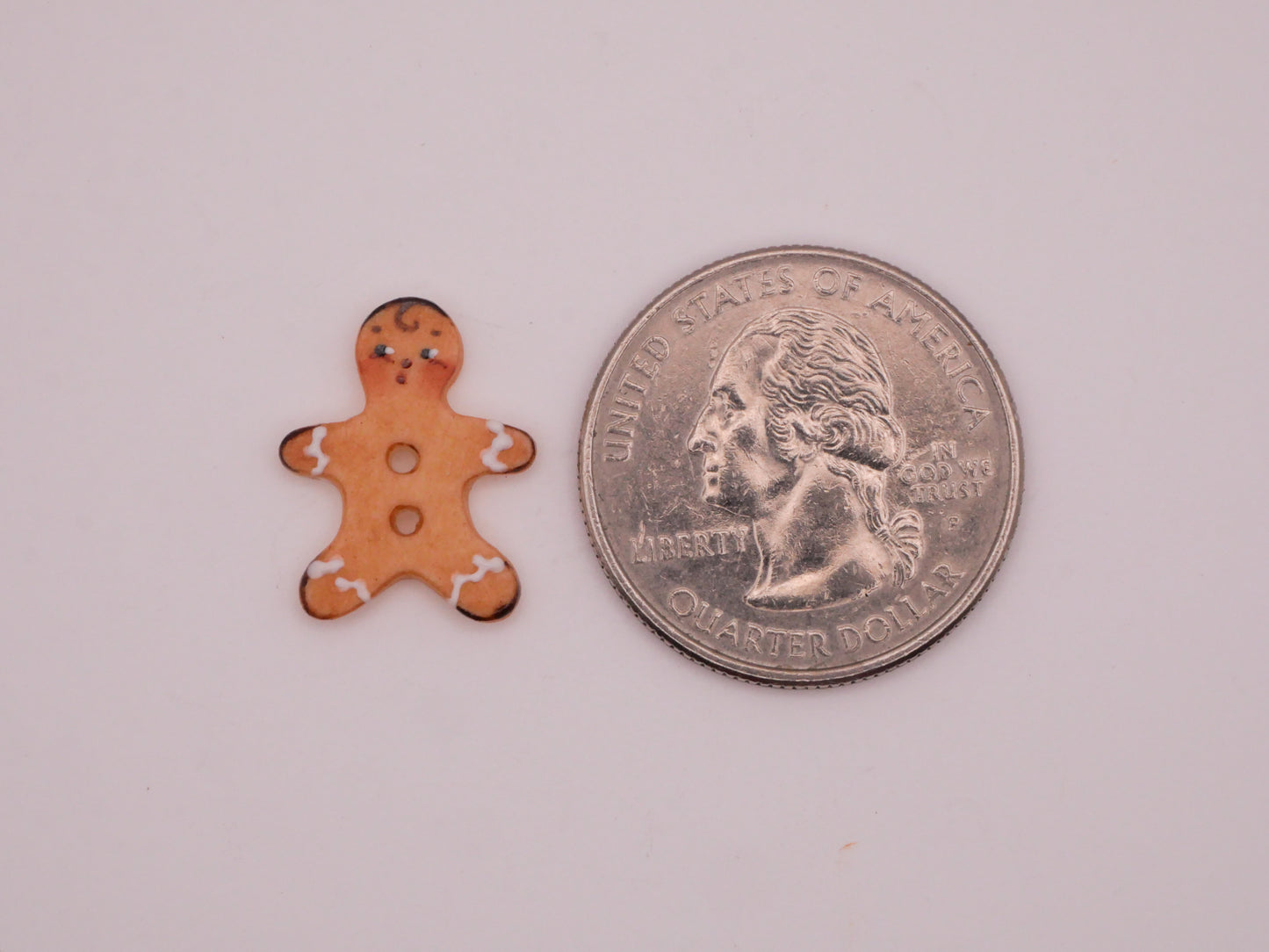 Gingerbread Man Blushing Hand-Painted Porcelain Ceramic Button 14x18mm