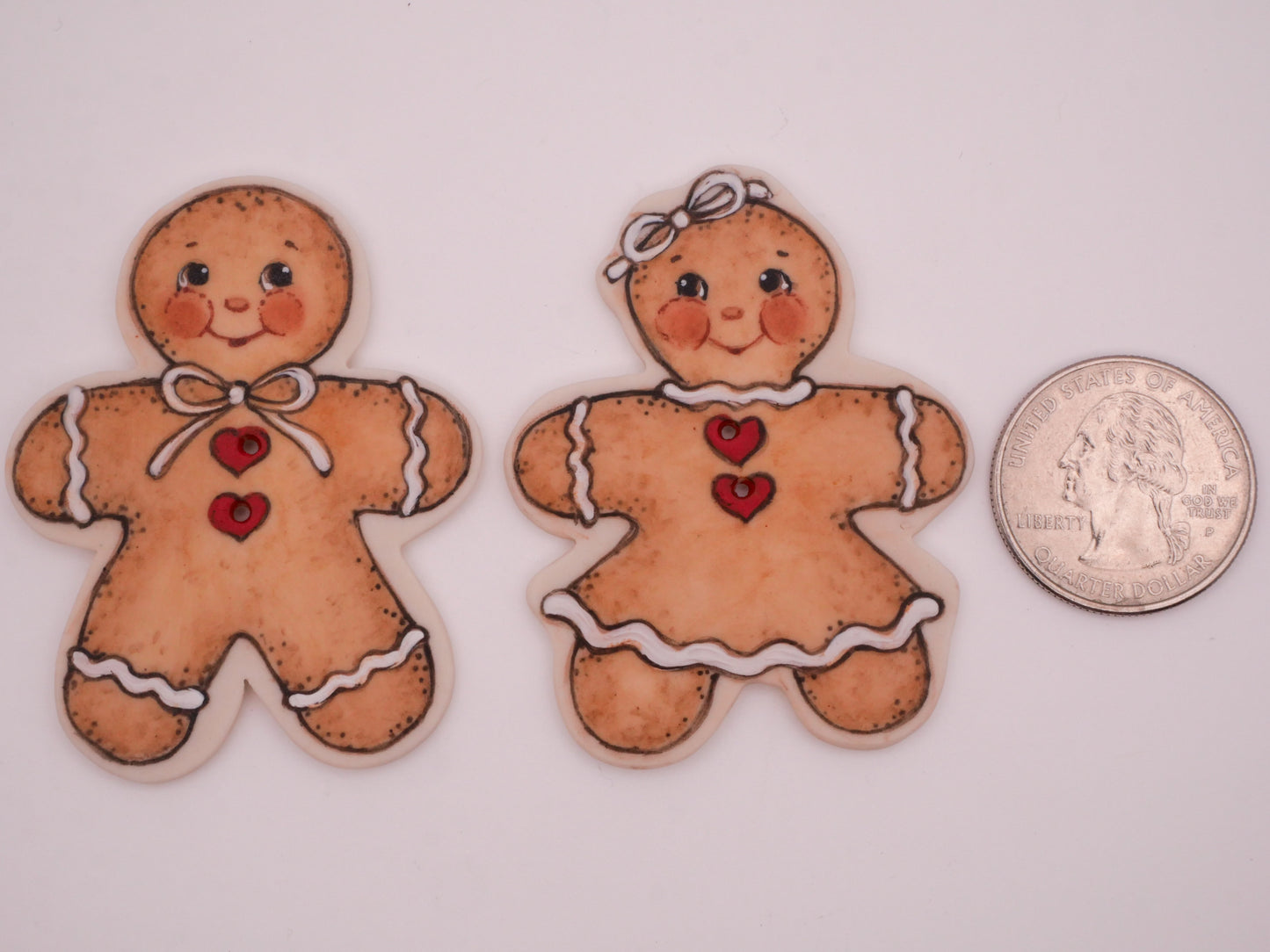 Gingerbread Man Woman Hearts Hand-Painted Porcelain Ceramic Large Button Various 44x56mm