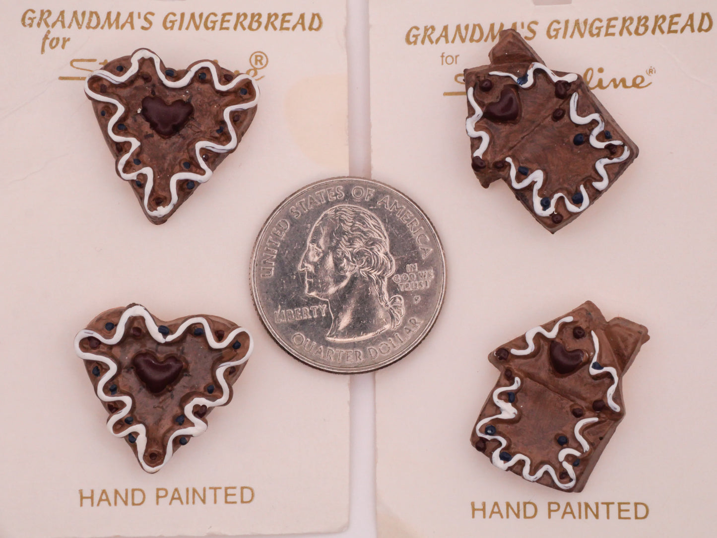 Gingerbread Heart House Carded Pair of Buttons Various 17-23mm