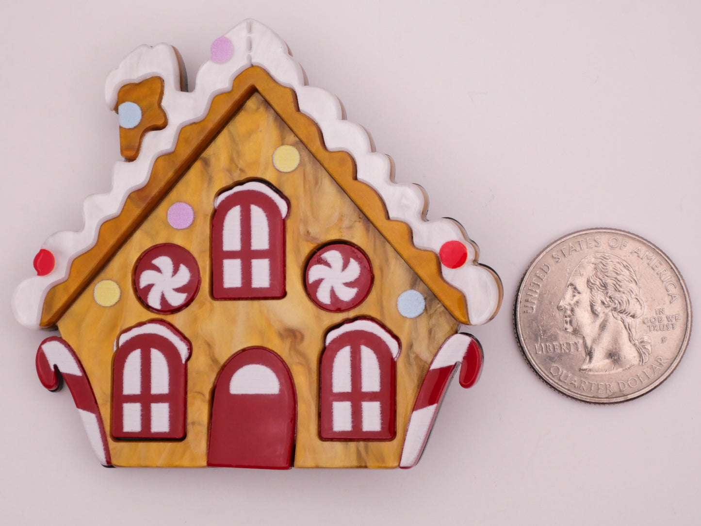 Gingerbread House Snowflake Candy Cane Large Acrylic Plastic Button 60x65mm