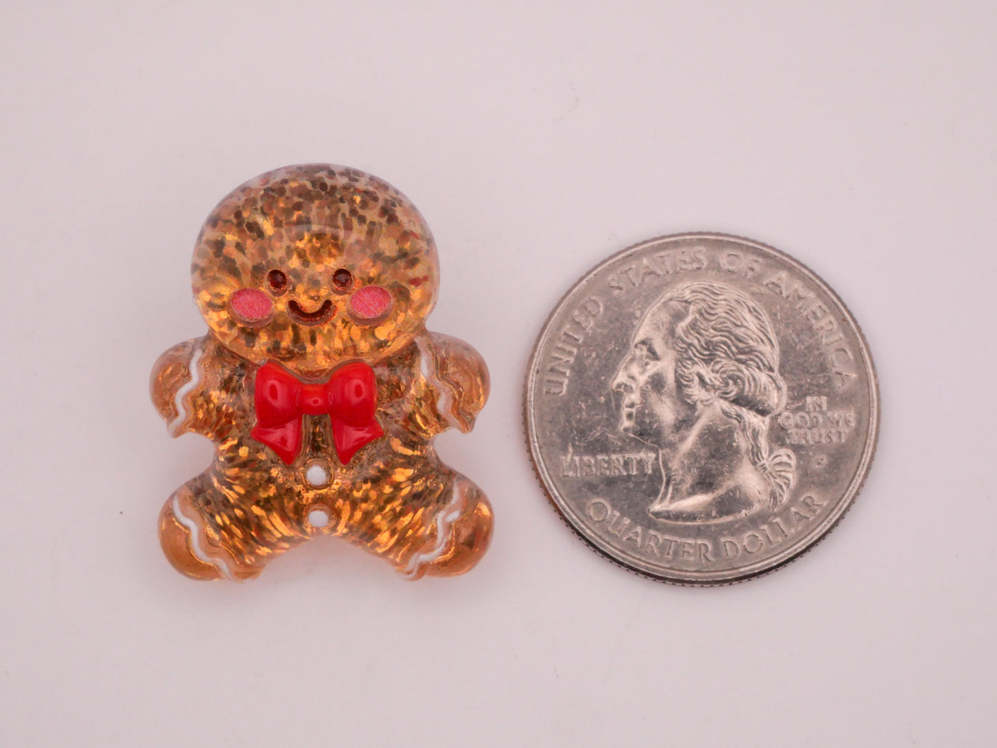 Gingerbread Man Glitter Resin Plastic Pair of Buttons 22x28mm