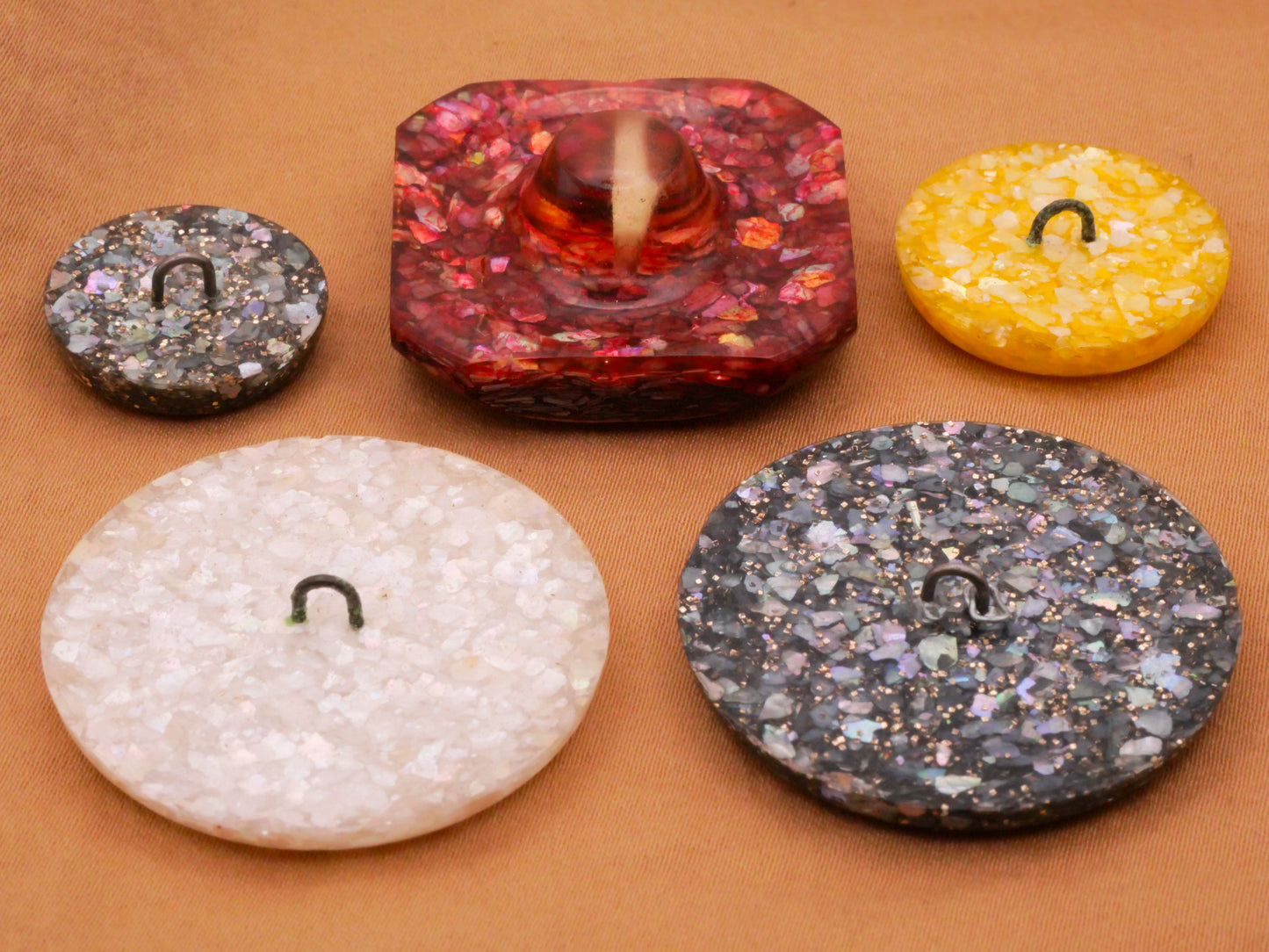 Mother of Pearl Glitter Vintage Resin Plastic Button Various 19-35mm