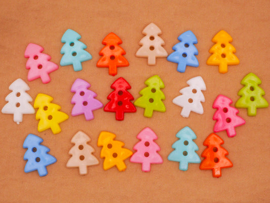 Tree Colorful Bright Plastic Set of Twenty Buttons 13x17mm