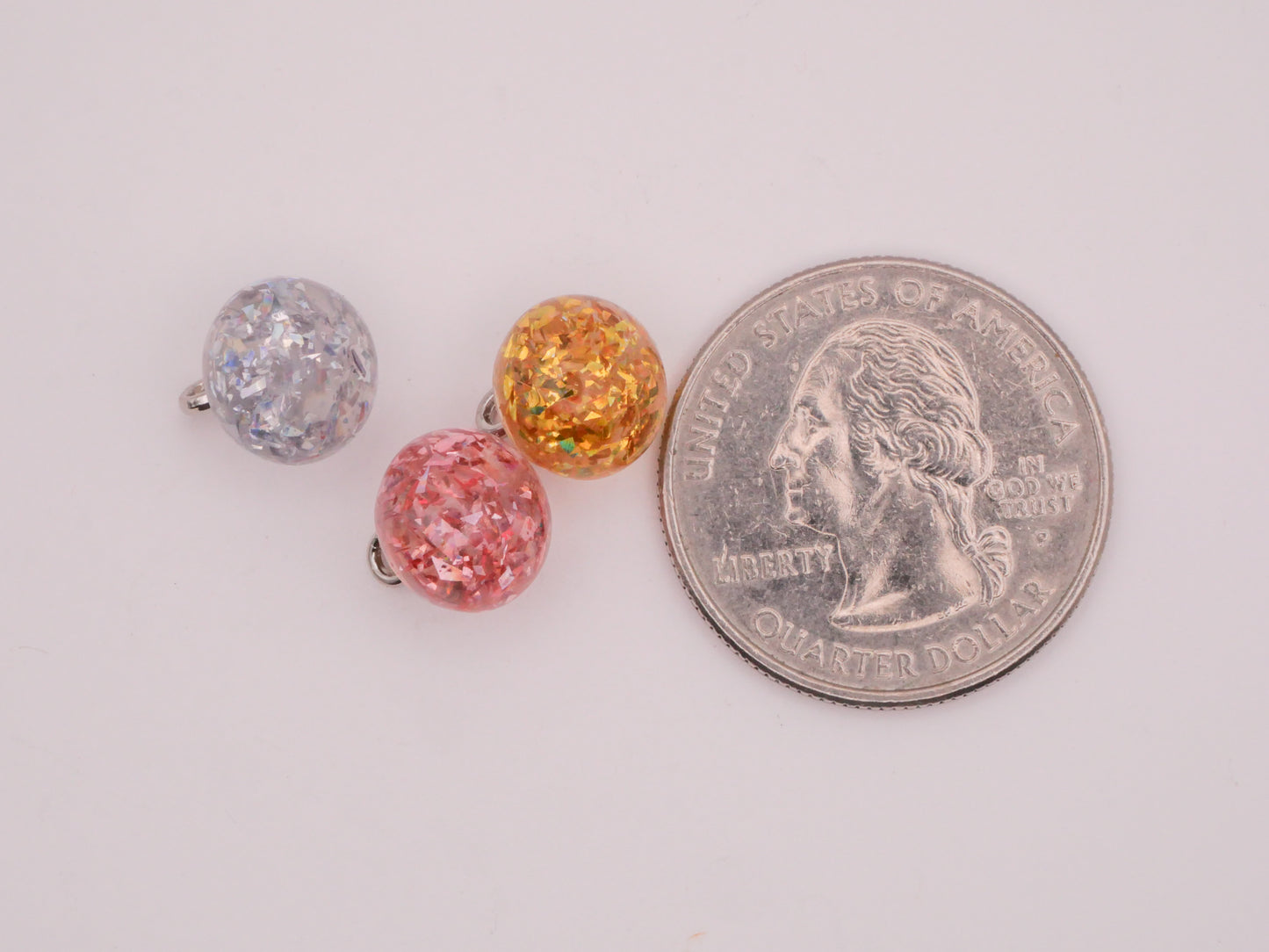 Glitter Paperweight Look Resin Plastic Pair of Buttons Various 10mm