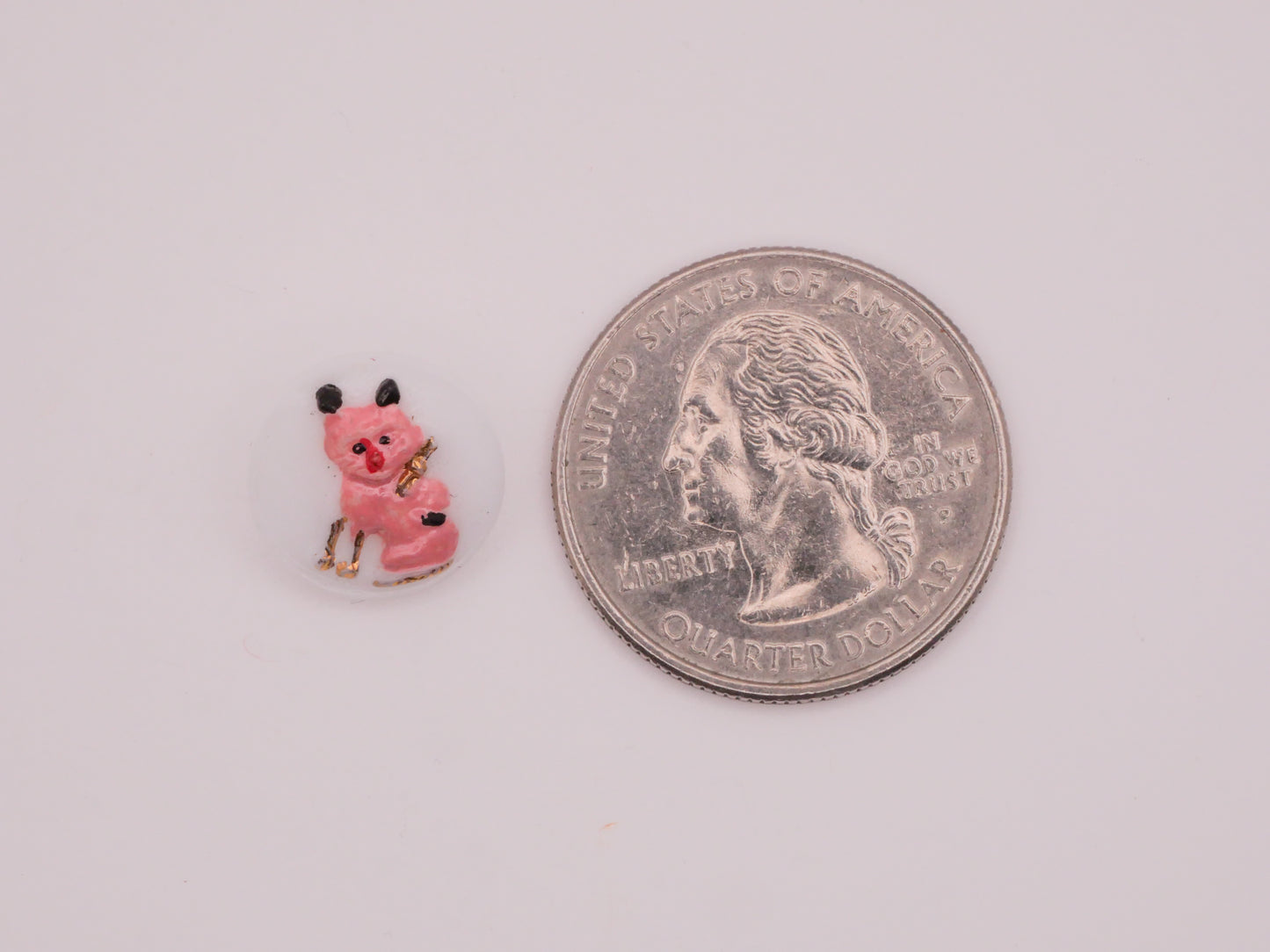 Dog Pink Gold Bow Vintage Glass Button Various 14mm