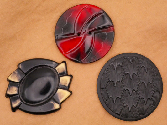 Art Deco Nouveau Celluloid Early Plastic Black Red Large Button Various 36-43mm