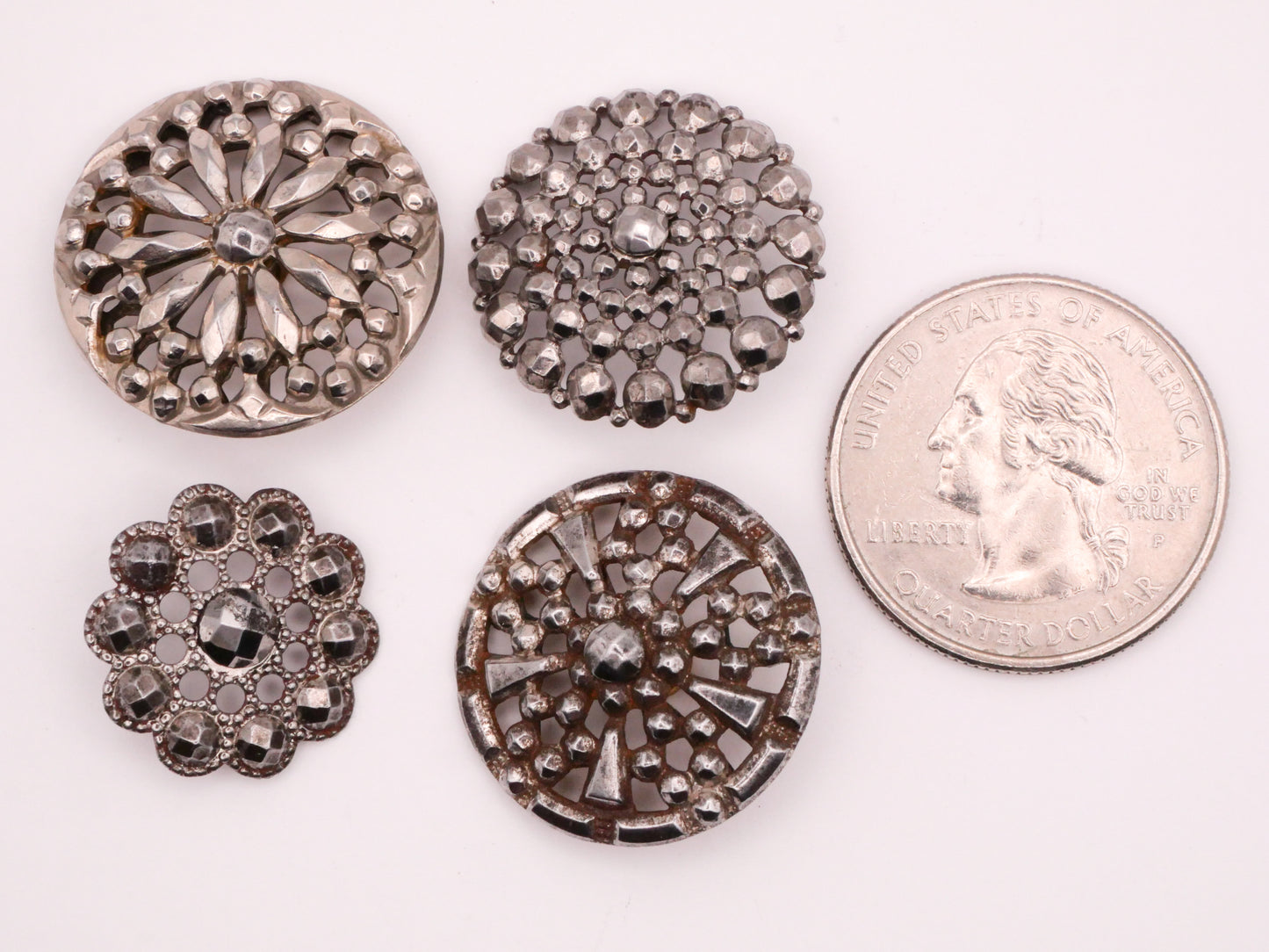 Steel Cut Look Snowflake Antique Metal Button Various 18-23mm