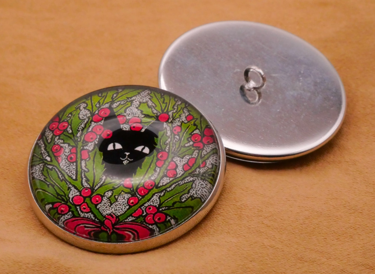 The Black Cat Magazine Illustration Glass Dome Silver Metal Button Various 27mm