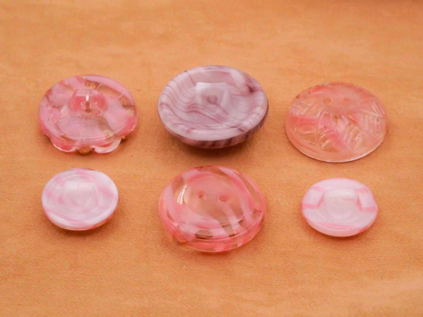 Pink Purple Stripe Design in Glass Vintage Button Various 13-20mm