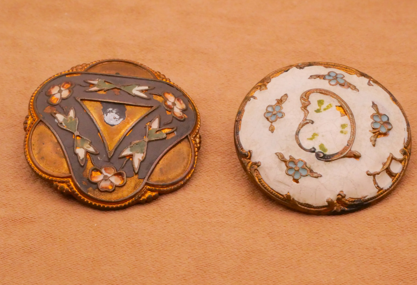 Floral Flowers Cloisonné Enamel Victorian Metal Button Various 23mm